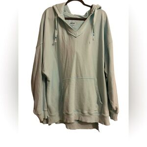 Aerie Oversized Distressed Casual Comfy Pullover Hoodie Light Blue